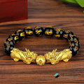 TCC™ Black Obsidian Double Pixiu Feng Shui Wealth Charm Bracelet